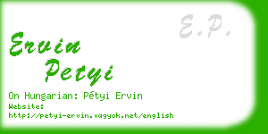 ervin petyi business card